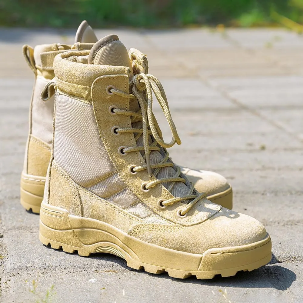 Camp Waterproof Anti-collision Non-slip Desert Boots,Men's Military Tactical Boots with Side Zipper