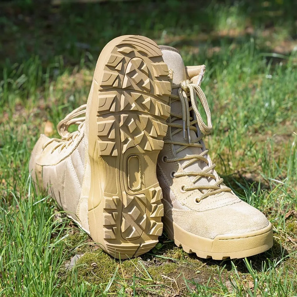 Camp Waterproof Anti-collision Non-slip Desert Boots,Men's Military Tactical Boots with Side Zipper