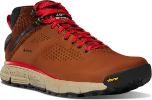 Danner Trail 2650 Gore-Tex Mid 4" Waterproof Hiking Shoes for Men - Suede and Textile Upper with Comfort Footbed, EXO Heel System & Traction Outsole, Brown/Red - 10.5 Wide