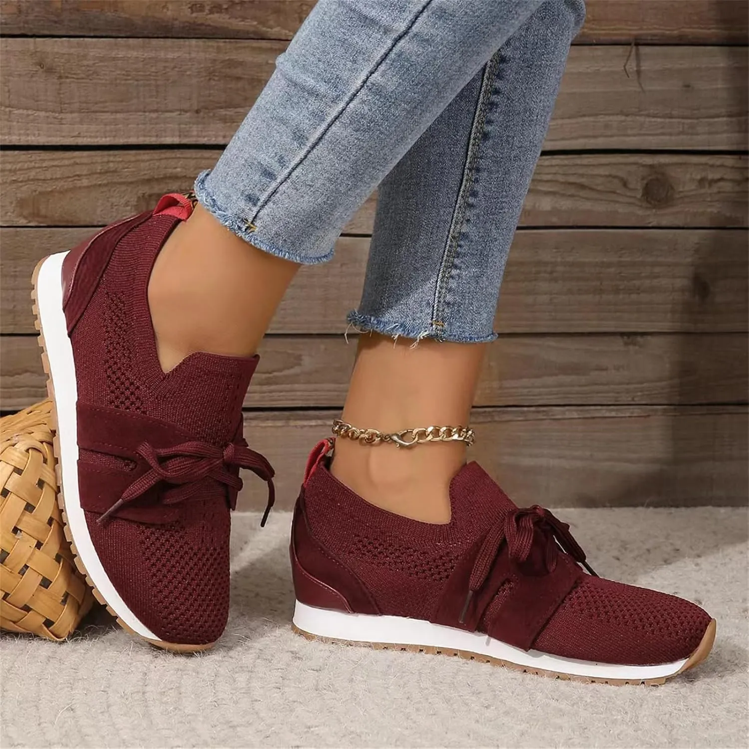 Lausiuoe Slip On Sneakers Women Arch Support Running Shoes Lightweight Tennis Gym Workout Shoes Breathable Walking Sneakers