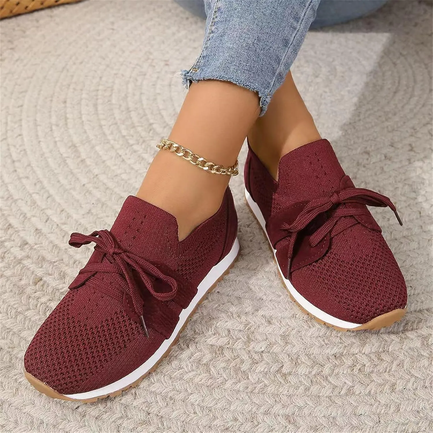 Lausiuoe Slip On Sneakers Women Arch Support Running Shoes Lightweight Tennis Gym Workout Shoes Breathable Walking Sneakers