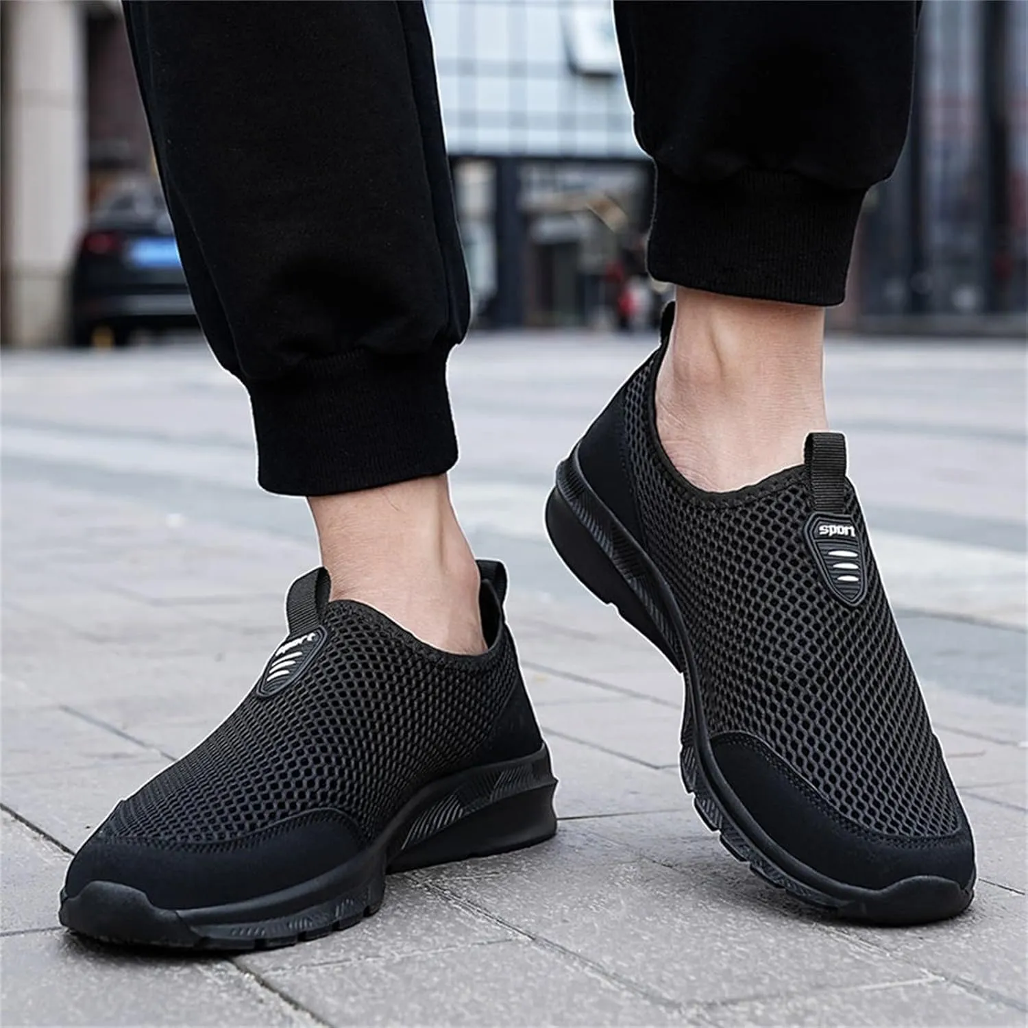 Mens Slip On Walking Shoes Non Slip Running Shoes Breathable Workout Shoes Lightweight Gym Sneakers