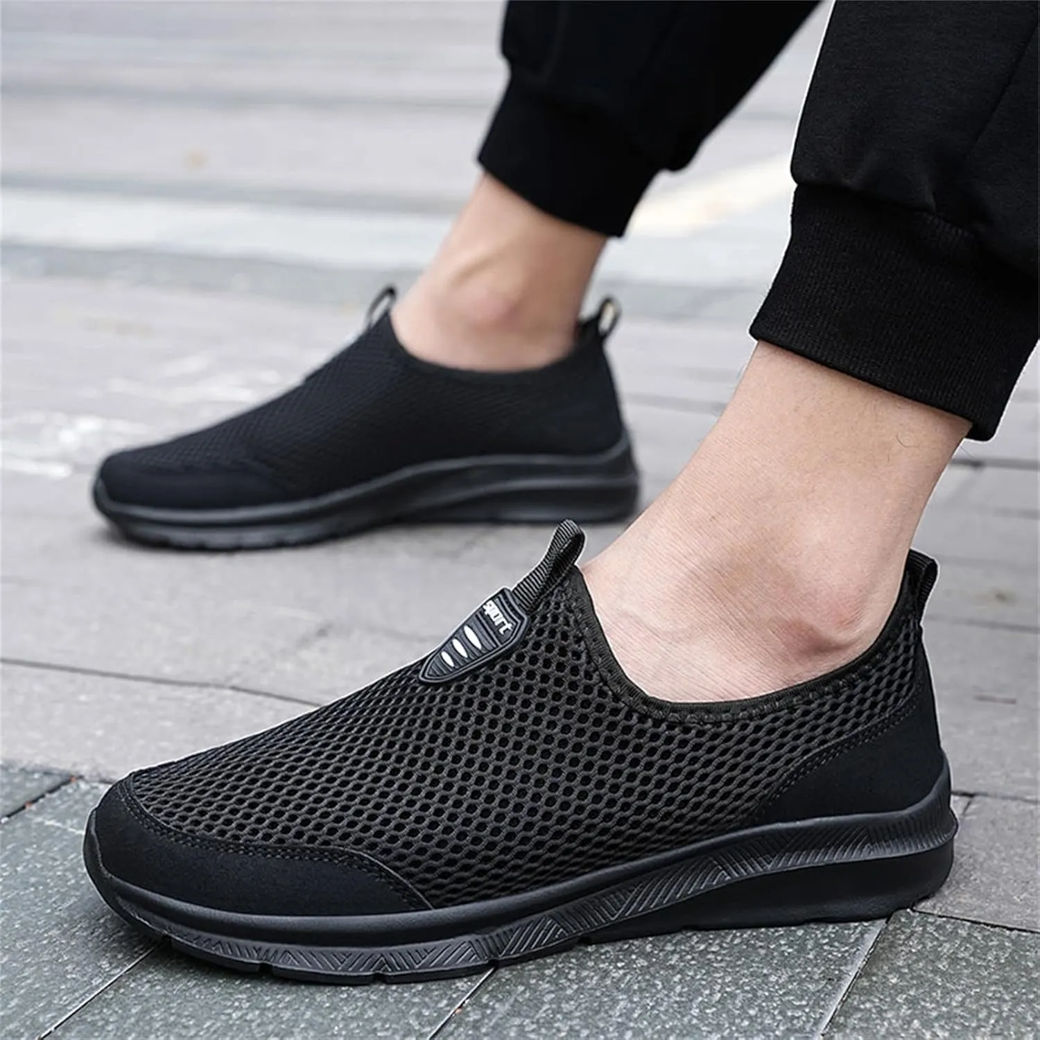 Mens Slip On Walking Shoes Non Slip Running Shoes Breathable Workout Shoes Lightweight Gym Sneakers