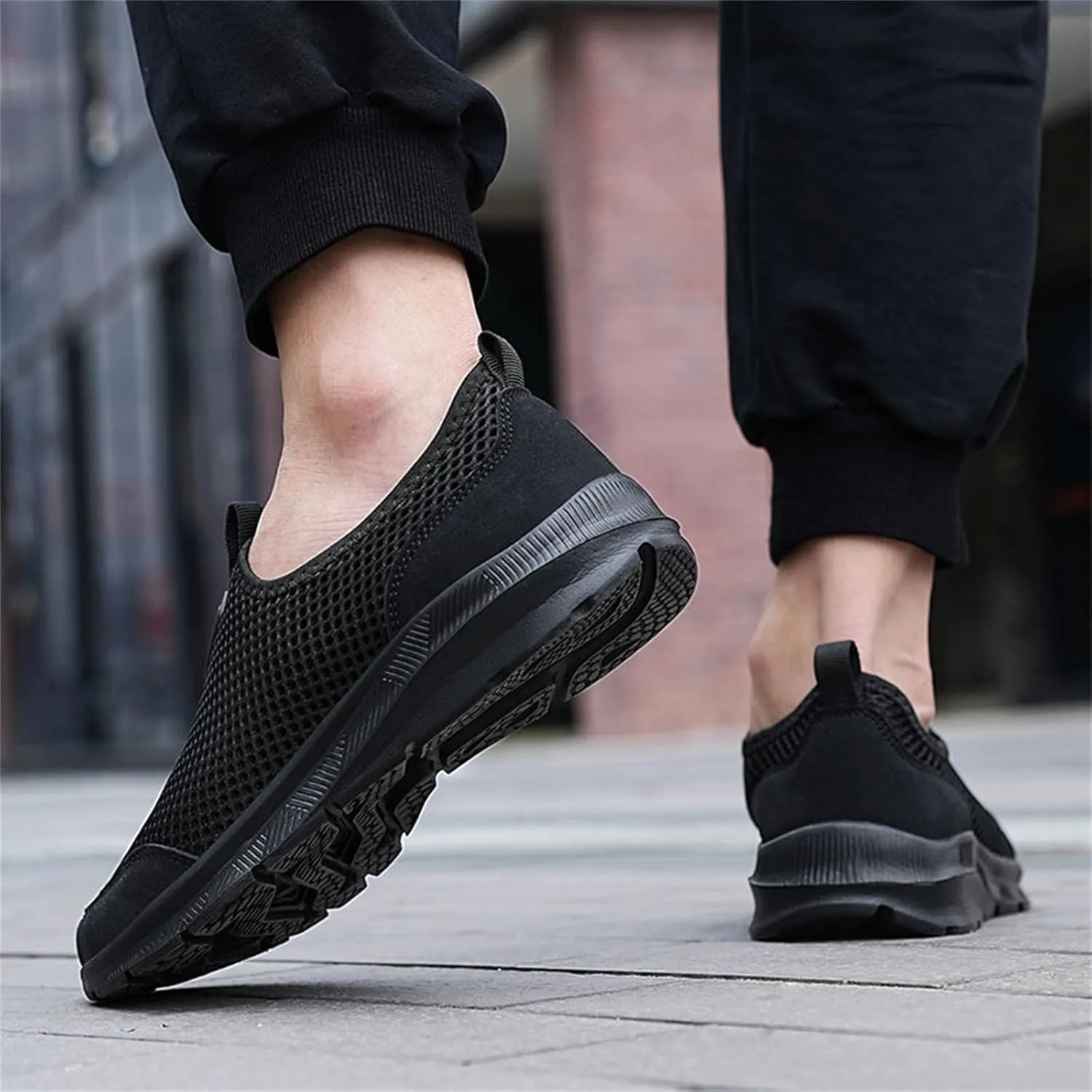 Mens Slip On Walking Shoes Non Slip Running Shoes Breathable Workout Shoes Lightweight Gym Sneakers