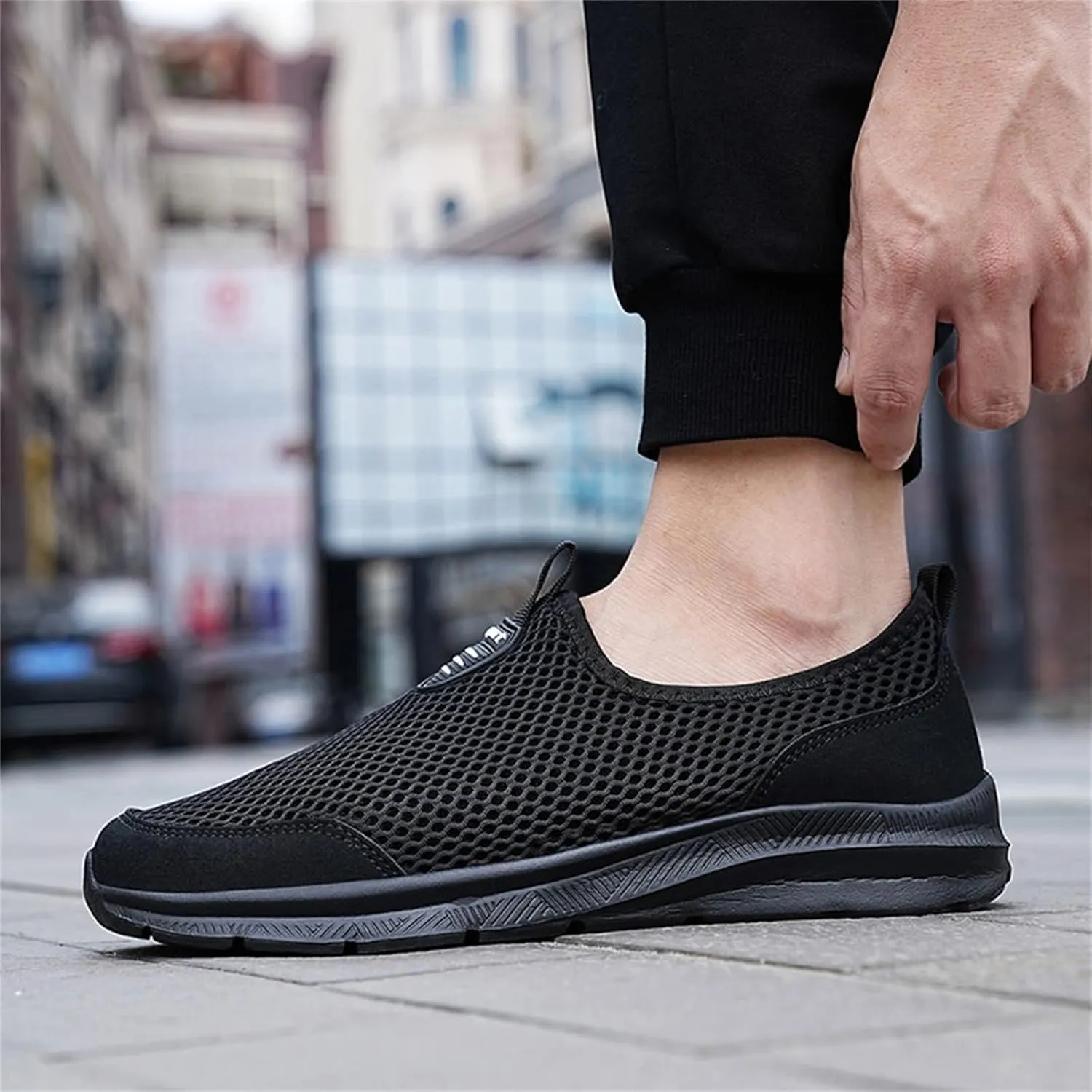 Mens Slip On Walking Shoes Non Slip Running Shoes Breathable Workout Shoes Lightweight Gym Sneakers