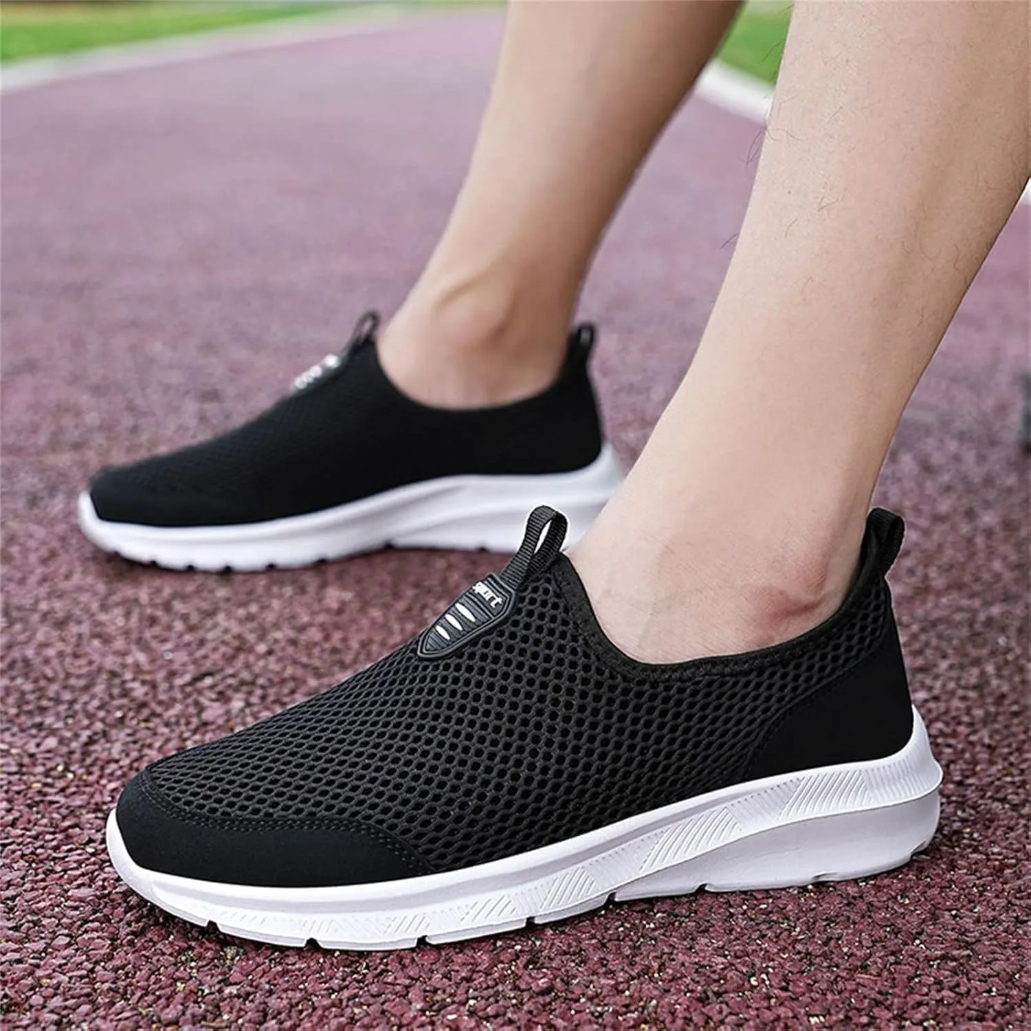 Mens Slip On Walking Shoes Non Slip Running Shoes Breathable Workout Shoes Lightweight Gym Sneakers