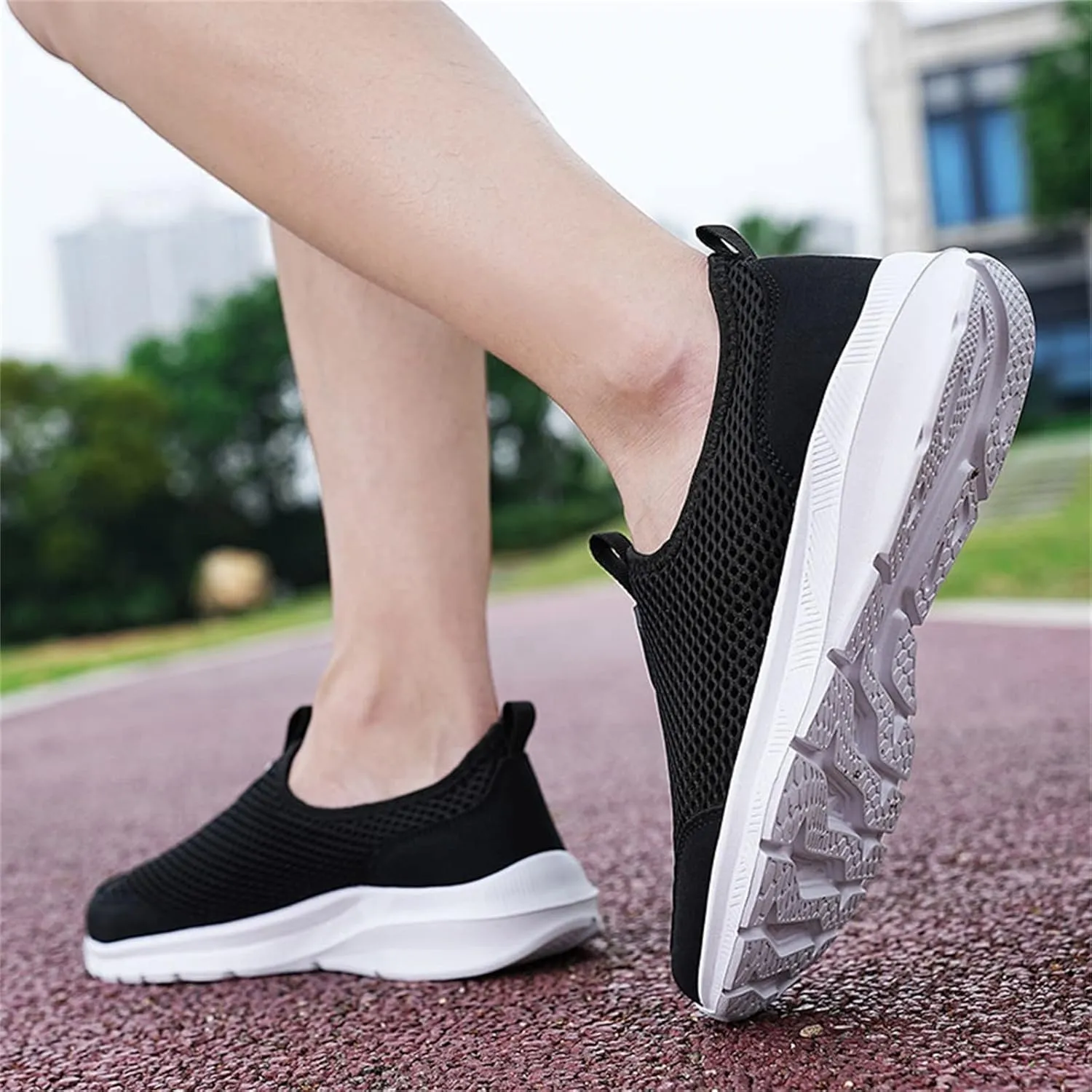 Mens Slip On Walking Shoes Non Slip Running Shoes Breathable Workout Shoes Lightweight Gym Sneakers
