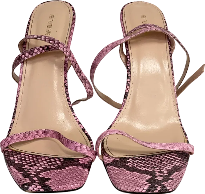 PrettyLittleThing Pink Snake Skin Stiletto Heels UK 7 EU 40 