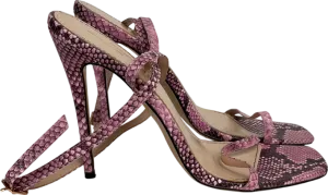 PrettyLittleThing Pink Snake Skin Stiletto Heels UK 7 EU 40 