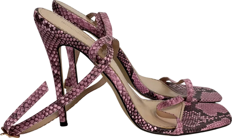 PrettyLittleThing Pink Snake Skin Stiletto Heels UK 7 EU 40 