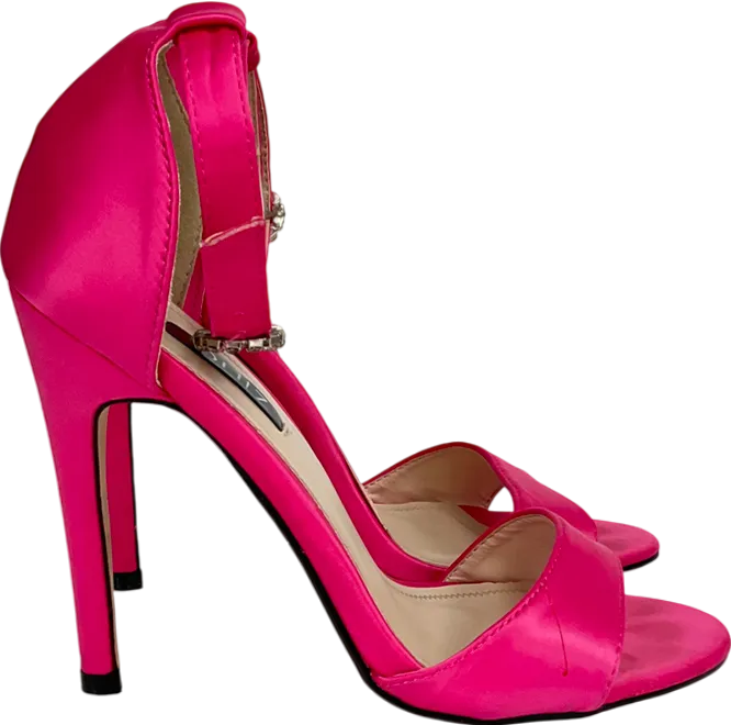 QUIZ Hot Pink Satin Diamant Stiletto Heels UK 4 EU 37 