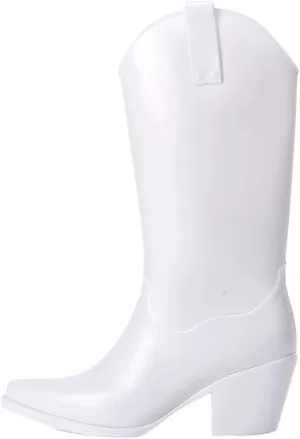 Women's Nonslip Durable Waterproof Beautiful British Long Tube White Wedding Cowboy Boots